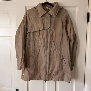 Lole raincoat trench coat khaki tan L with hood